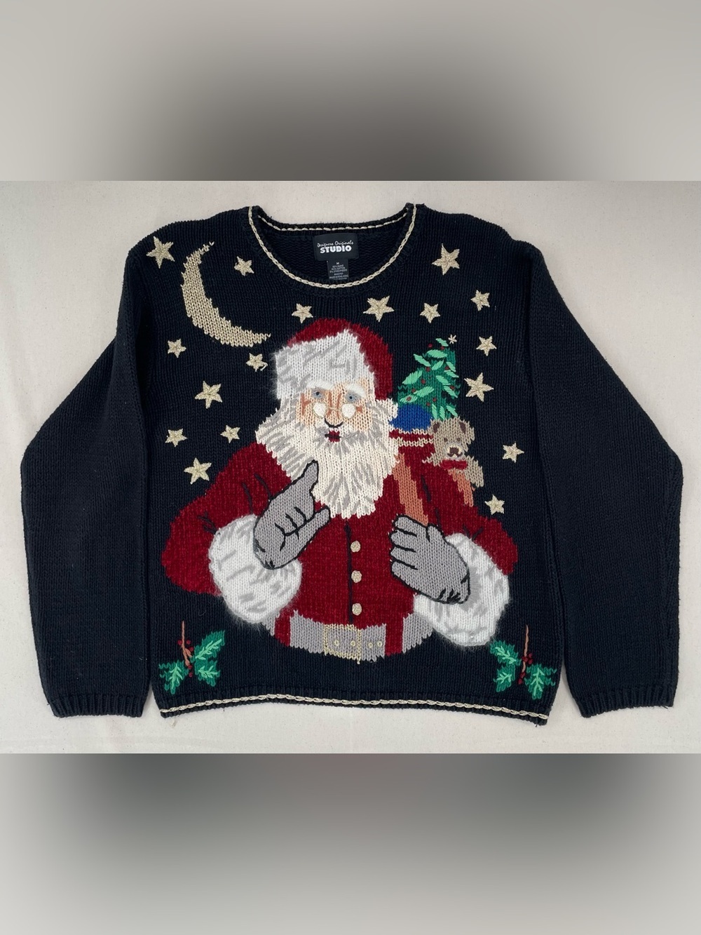STUDIO VINTAGE BLACK UGLY CHRISTMAS SWEATER